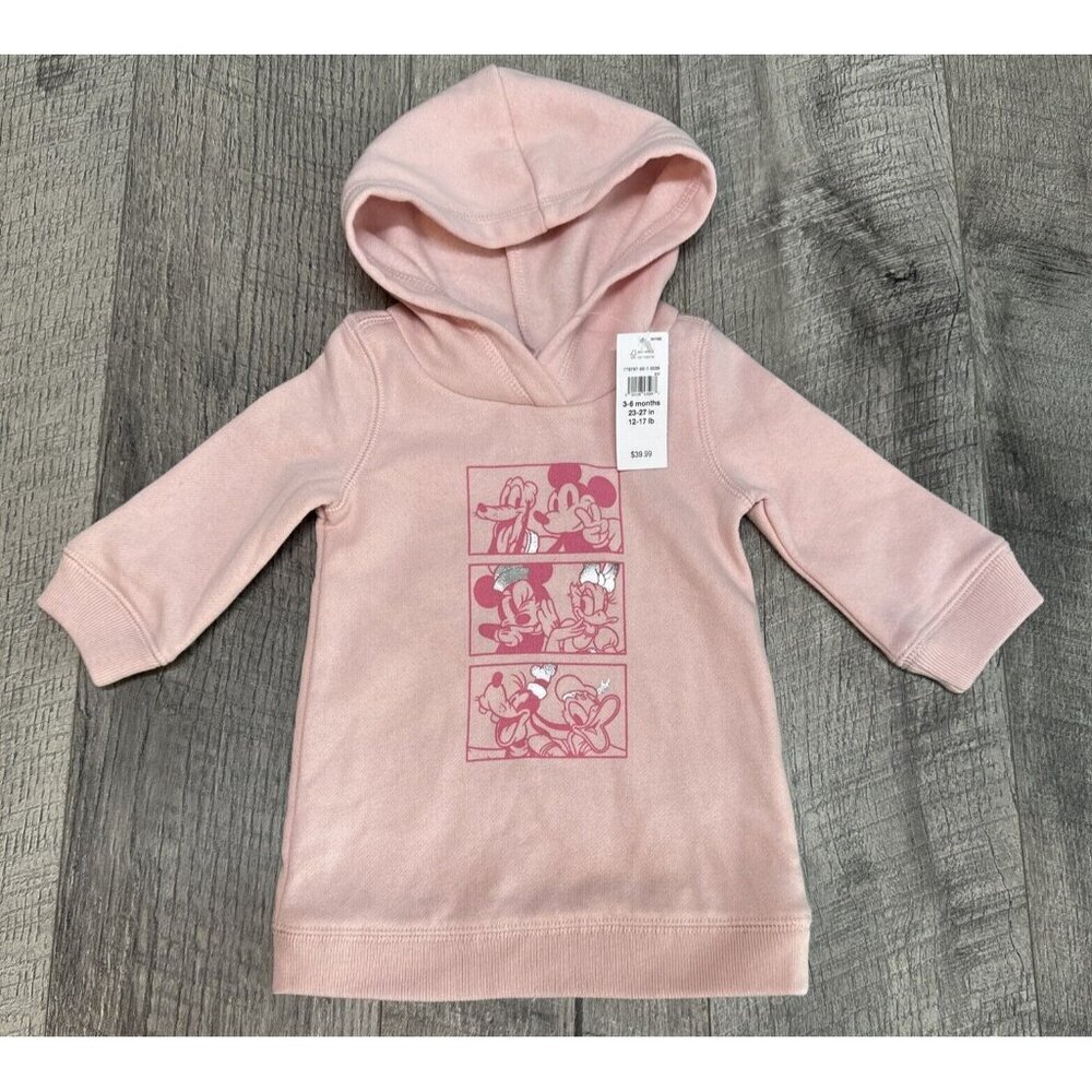 Baby Gap Disney Mickey Mouse Hoodie Sweatshirt 3-6 Months Pink Long Top $39 NEW